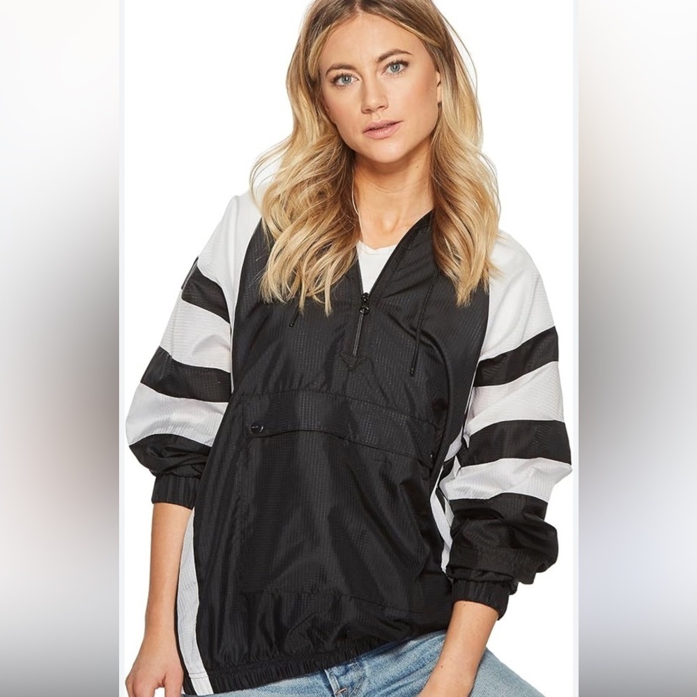 adidas Black and White Half-Zip Windbreaker Pullover